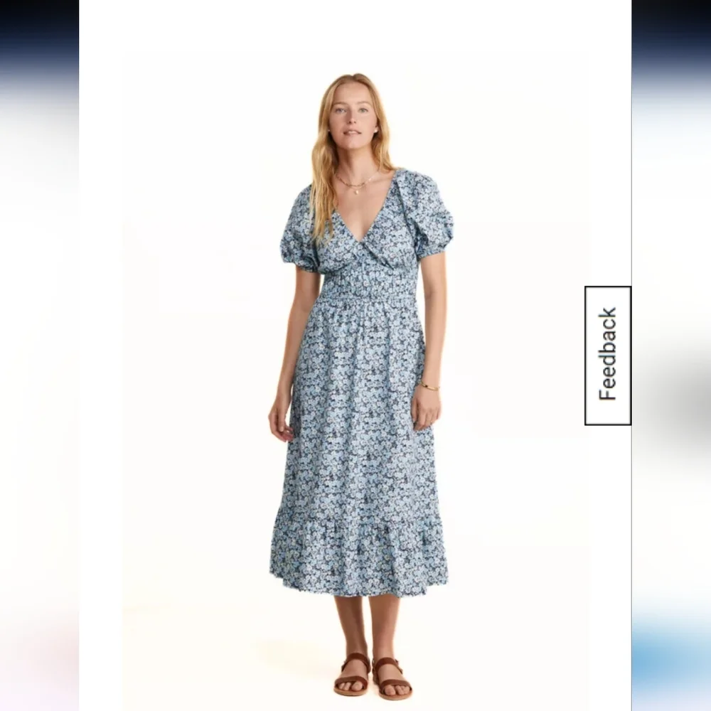 Vineyard Vines Blue Floral Midi Dress - Picture 1 of 9